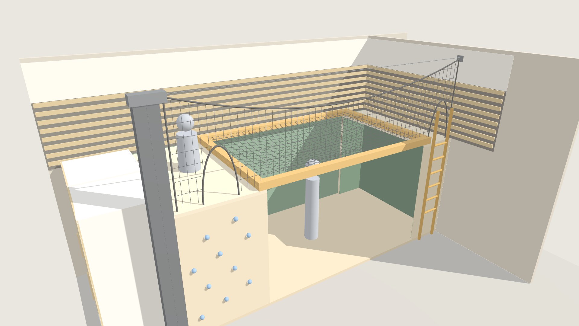 3D-Modell: Hochsitz mit Netz